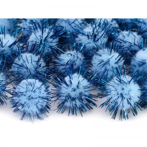 Pompony brokatowe PartyDeco 2cm Błękitne, 20szt